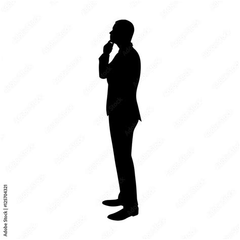 Business man thinking. Profile, side view vector silhouette. Sta Stock ...