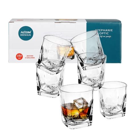 6x Szklanka Zestaw Szklanek Do Whisky Soku Altom Stephanie Optic 280 Ml