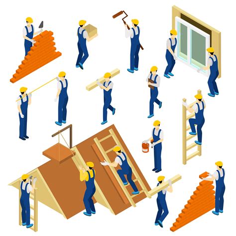 Builder Isometric Set Vector Art At Vecteezy