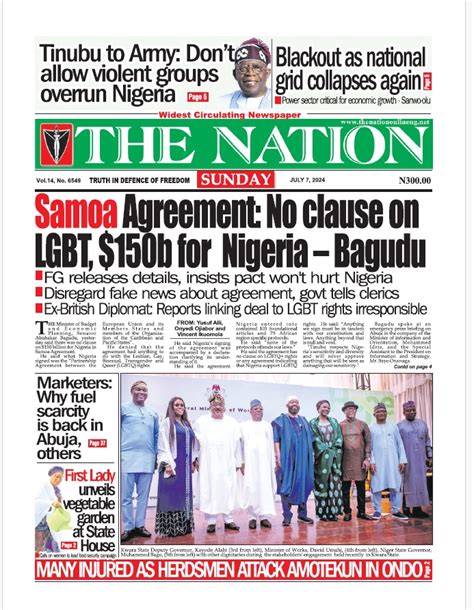 Nigerian Newspapers Daily Front Pages Review Sunday Th July