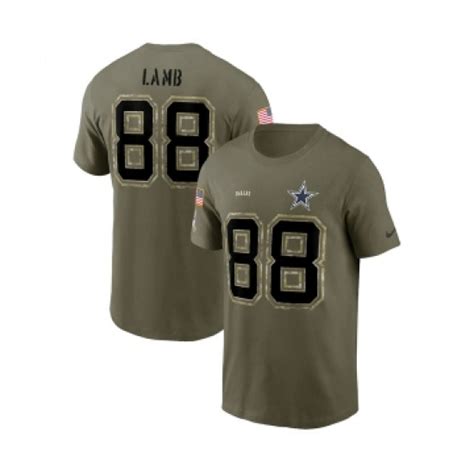 Mens Dallas Cowboys 88 Ceedee Lamb 2022 Olive Salute To Service T