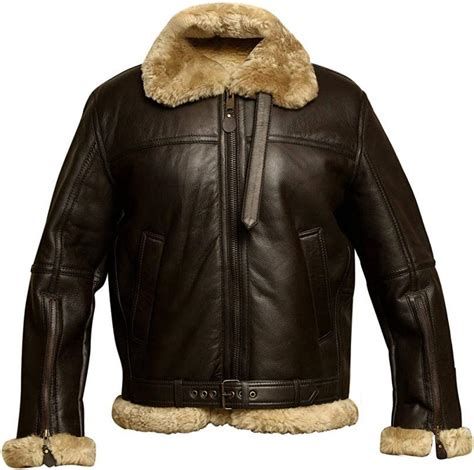 Mens B3 Bomber Pilot Aviator Raf Real Sheepskin Shearling Brown