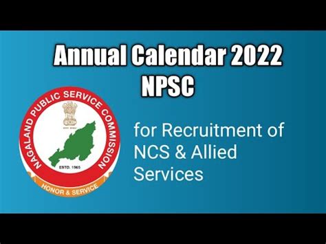 NPSC Annual Calender For Recruitment Of NCS Allied Services YouTube