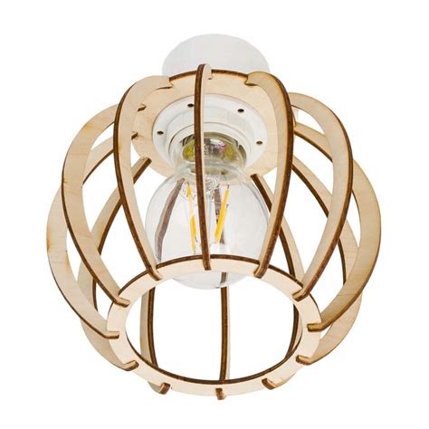 LAMPA stała sufitowa plafon Loft klosz drewno 1 LedOne