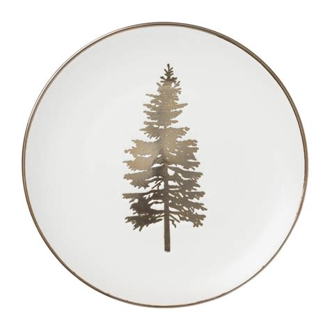 Dinerbord met gouden kerstboom wit ø26 cm Xenos