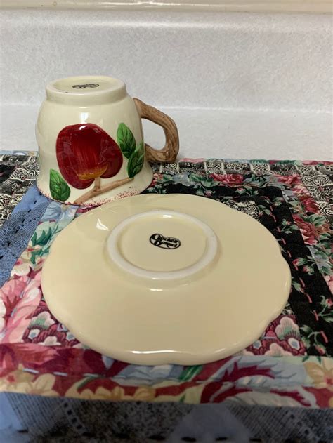 Vintage Cracker Barrel Apple Tea Cup 2 Piece Set Fall Tea Cup Etsy