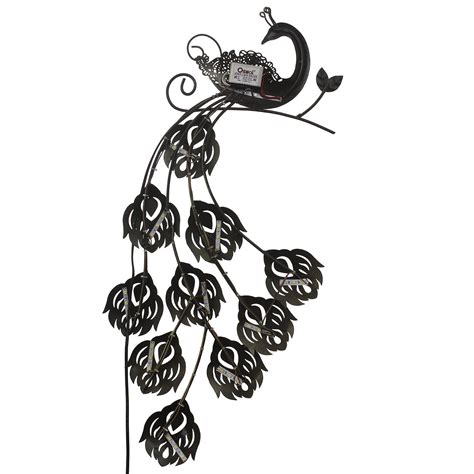 Colorful Dancing Peacock Handcrafted Iron Wall Hanging With Background Leds Ecraftindia Online