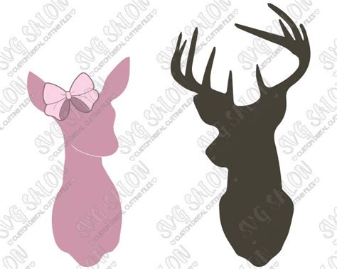 Doe And Buck Deer Silhouette Cutting File Clipart By Svgsalon