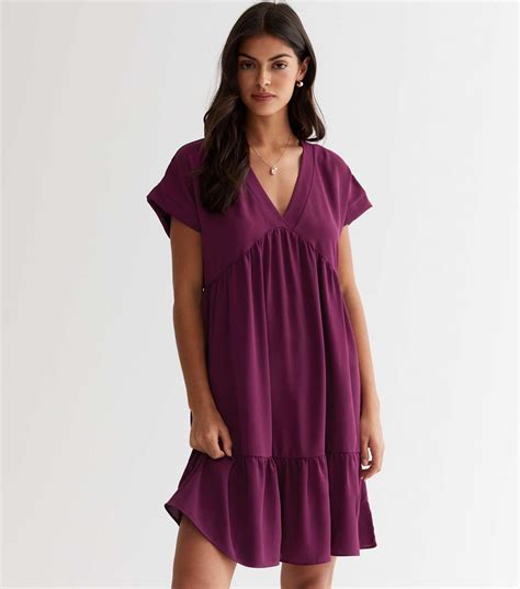 Gini London Purple Smock Mini Dress New Look