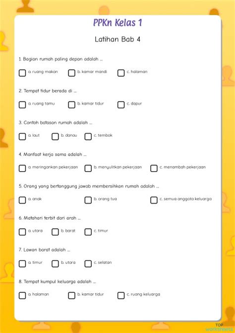 Ppkn Kelas 1 Interactive Worksheet Topworksheets