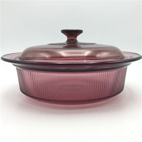 Quart Visions Cranberry Round Casserole With Lid Etsy