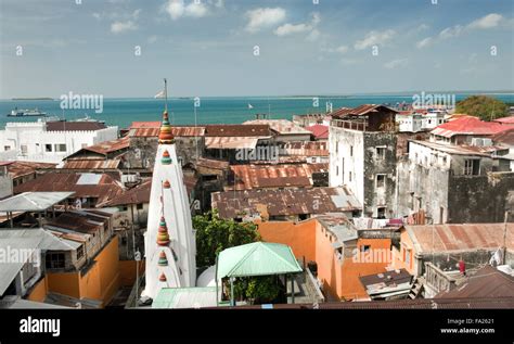 Rooftop View Of Stone Town Zanzibar Tanzania East Africa Stock Photo