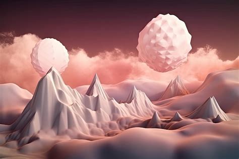 Premium Ai Image Surreal Float Landscape With Abstract Mountain Range