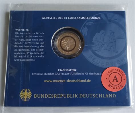 10 Euro 2023 PP Polymerring Münze Feuerwehr Grelly Deutschland