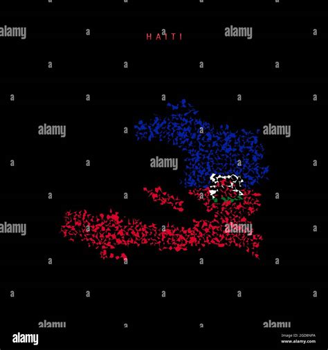 Haiti Flag Map Chaotic Particles Pattern In The Colors Of The Haitian