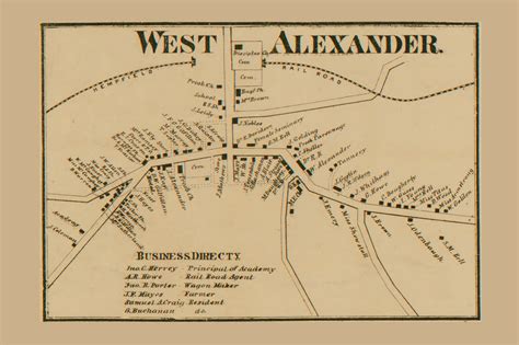 West Alex Village Donegal Township Pennsylvania 1861 Old Town Map