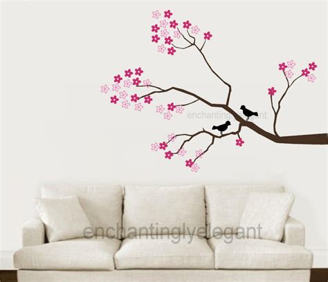 Tree Branch Cherry Blossoms Birds Vinyl Wall Decor Decal Sticker Large