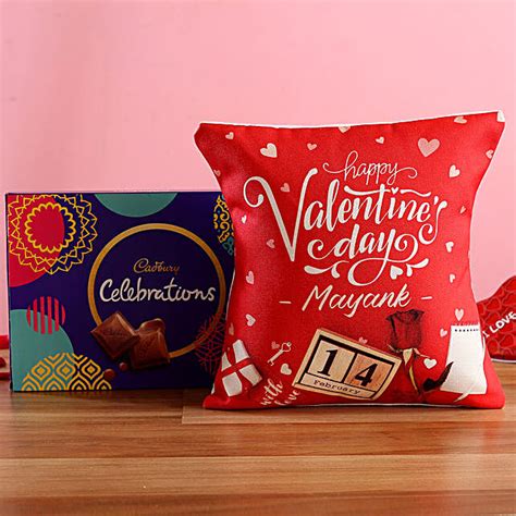 Buy Send V Day Personalised Cushion And Cadbury Celebrations Box Online