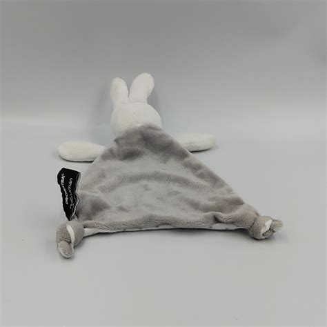 Doudou Plat Lapin Blanc Gris Toiles Orchestra Premaman