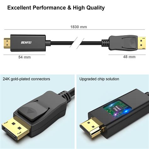 Benfei 4k Displayport To Hdmi 6 Feet Cable Displayport To Hdmi Uni