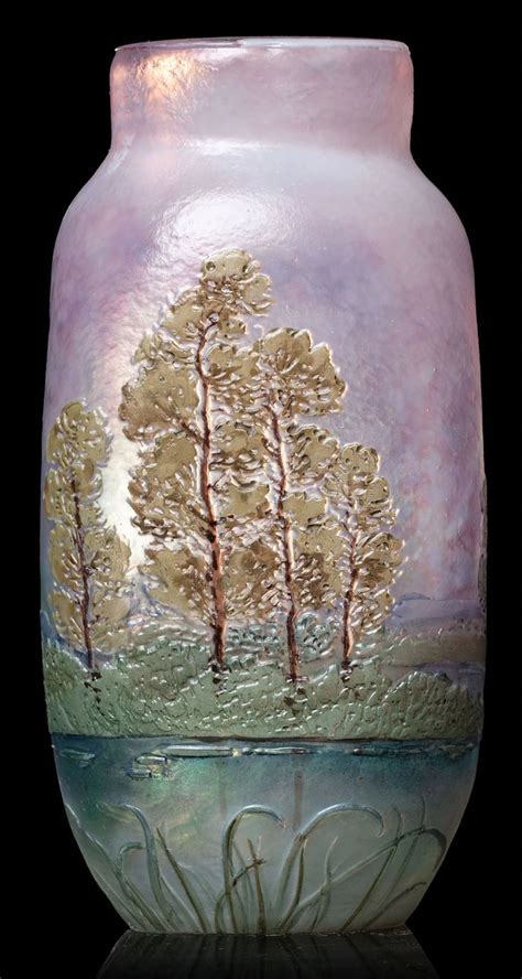 François Théodore LEGRAS 1839 1916 Paysage Lacustre Vase en verre