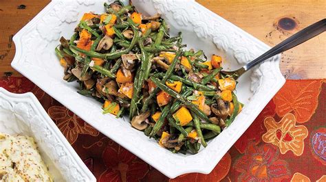 Roasted Butternut Squash Green Beans And Mushrooms With Basil Shallot