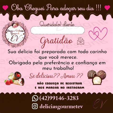 Cart O Agradecimento Doces Elo Produtos Especiais