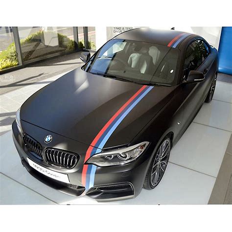 118x6 Bmw M-colored Vinyl Stripe Car Hood Decal Sticker For Grille Fender Hood Roof Side Skirt ...