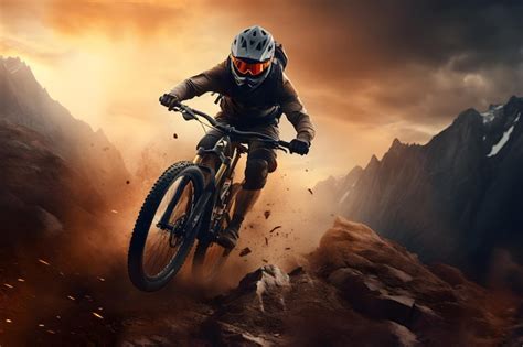 Premium Ai Image Arafed Mountain Biker Riding A Trail In The