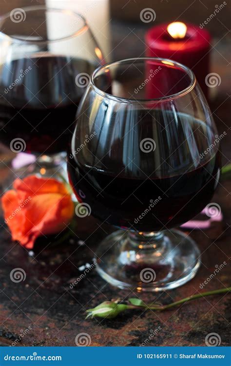 Romantic Drink For Couple Juice In Glasses Stock Image Image Of Flower Valentine 102165911