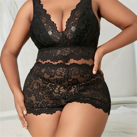 Plus Size Sexy Tube Bra Women S Plus Solid High Stretch Lace Temu