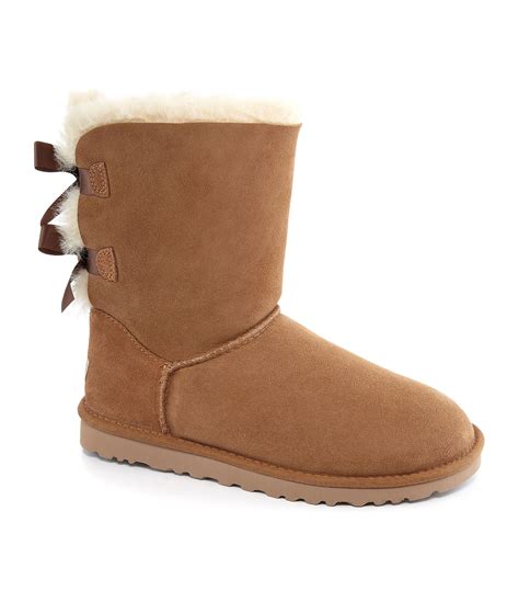 Ugg Synthetic ® Classic Short Bailey Bow Boots In Chestnut Brown Lyst