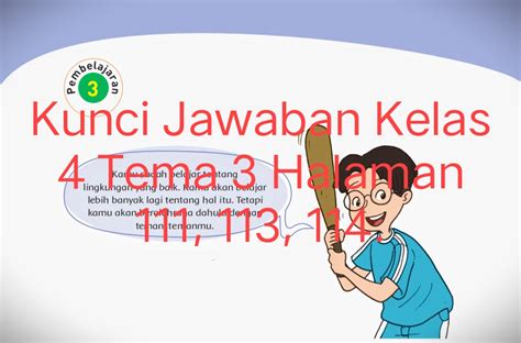 Kunci Jawaban Buku Tematik Siswa Kelas 4 Tema 3 Subtema 3 Pembelajaran