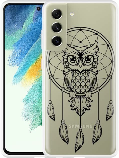 Samsung Galaxy S21 FE Hoesje Dream Owl Mandala Black Designed By Cazy