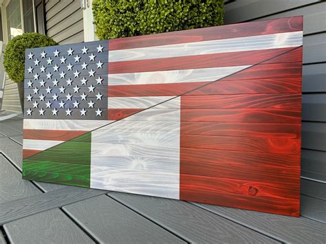 Italian/american Wooden Flag - Etsy