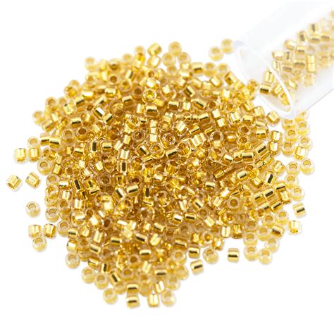 Miyuki Delica Seed Bead K Gold Lined Crystal Gram Tube