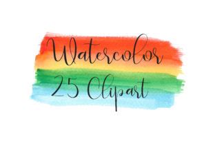 Rainbow Watercolor Brush Stroke Clip Art Graphic By PinkPearly