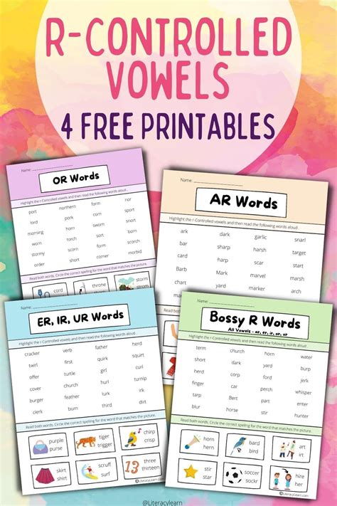 R Controlled Vowels Worksheets Free Printables Literacy Learn