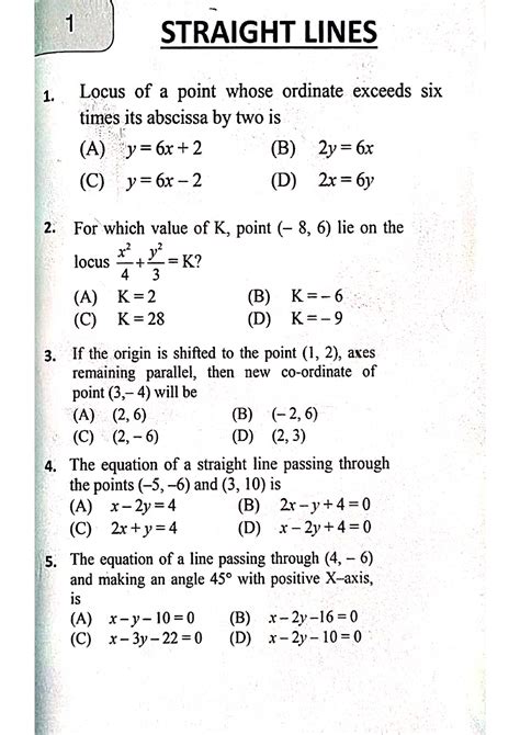 Null Chemistry Pyqs Mht Cet Straight Lines Locus Of A Point