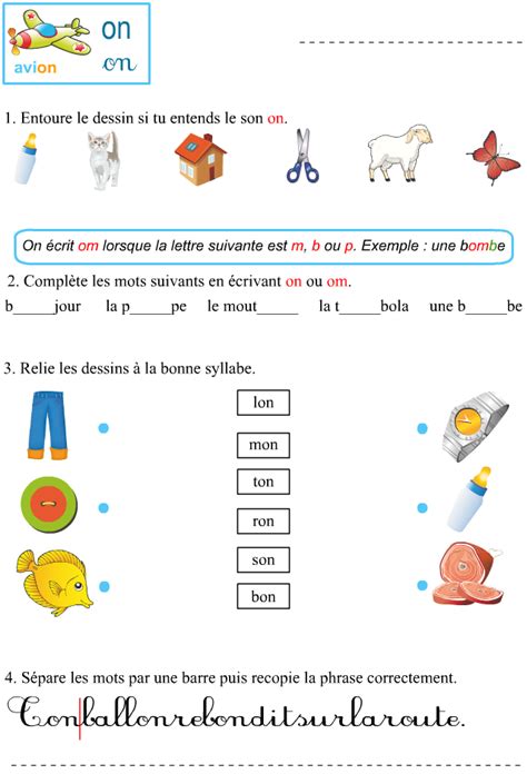 Fiche d exercices à imprimer le son ou Artofit