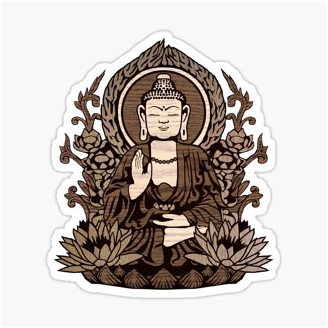 Siddhartha Gautama Buddha Wood Grain Sticker By Grizzlygaz Redbubble