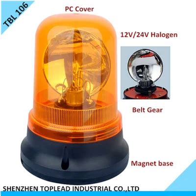 Magnetic Base V V Halogen Rotating Warning Light Amber Color