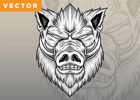 Monochrome Wild Boar Illustration Graphic By Wodexz · Creative Fabrica