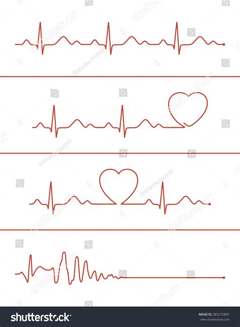 Set Of Various Cardiogram Design Elements Cardiogram Lines Of Healthy