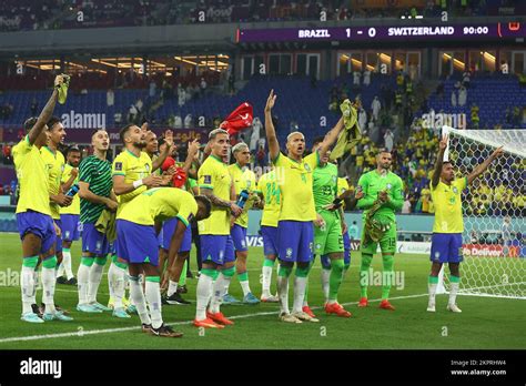 Doha Qatar 28th Nov 2022 Brazil Celebrate At Full Time Following