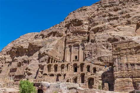 A View Towards The Royal Tombs Complex In The Ancient City Of Petra