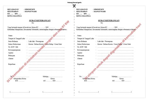 Template Surat Pengantar Rt Rw Kelurahan Mangunsari