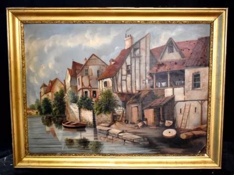 Tableau Ancien Paysage Bord De Rivi Re Impressionniste Poque Xix Me