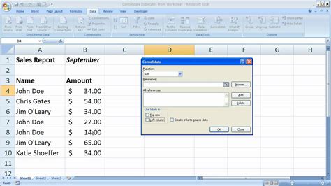 How To Merge Data In Excel From Multiple Worksheets Consolid