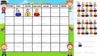 Calendario Circo Spanish Circus Calendar Set By Educaclipart TPT